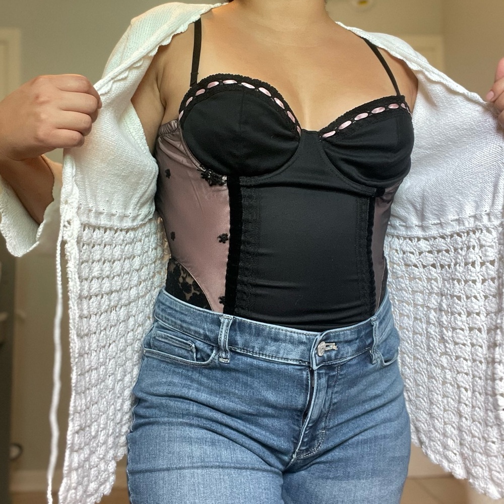 Vintage floral lace corset top